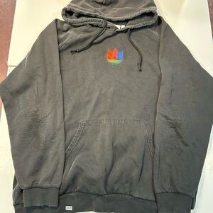 Men’s L Vintage adidas Black Hoodie with Trefoil Colorful Logo